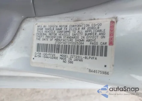 2000 Toyota Celica Gts from USA, damaged, VIN JTDDY32T3Y0025084